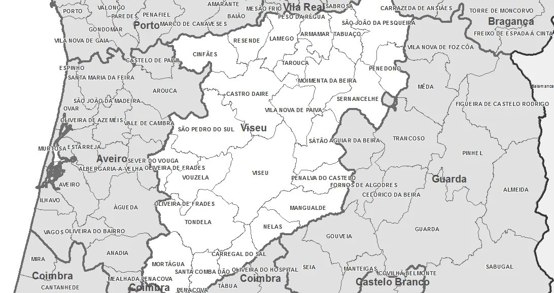 Mapa De Portugal Distrito De Viseu