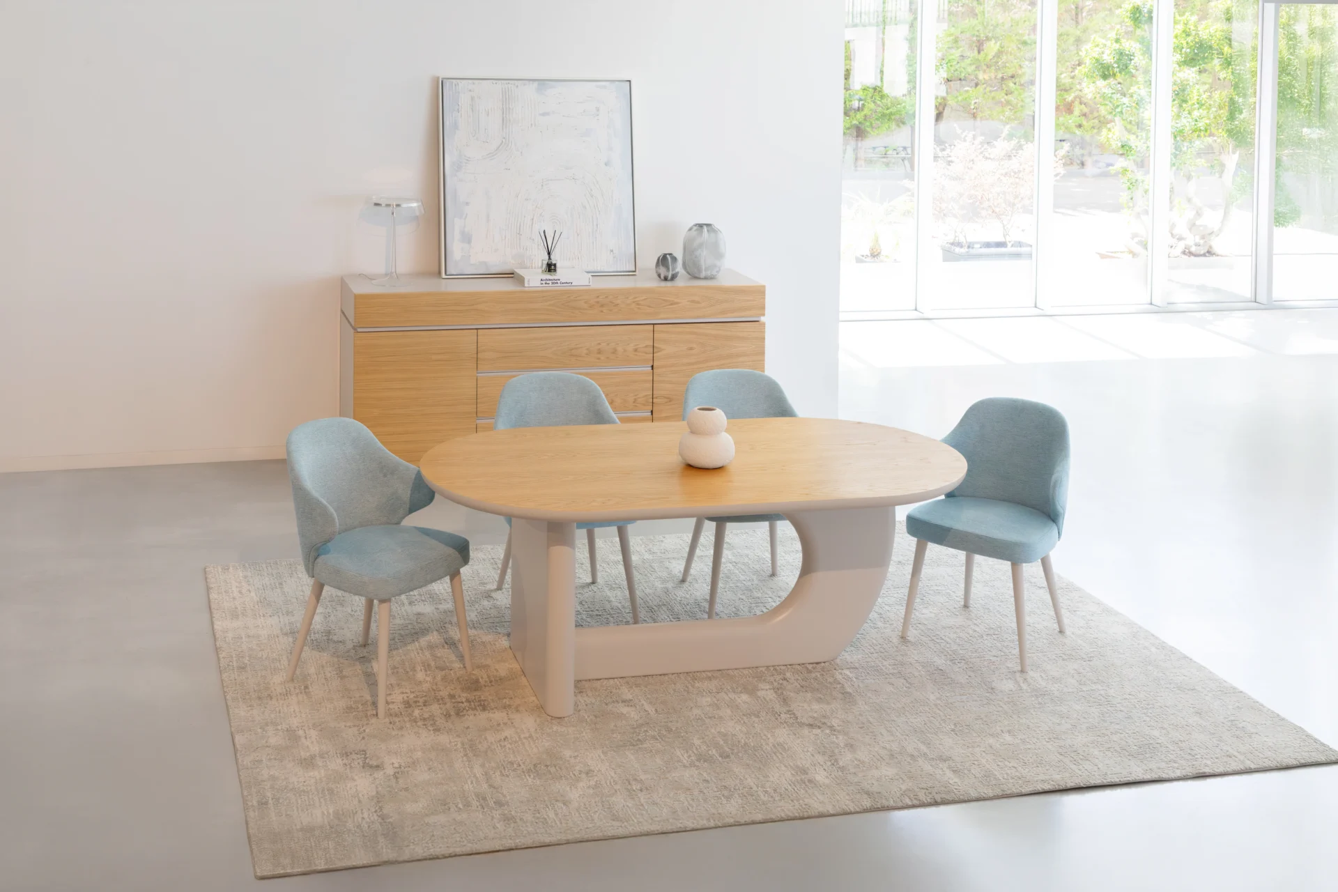 Mesa De Jantar Monaco Cadeiras Burano Aparador Nice Scaled