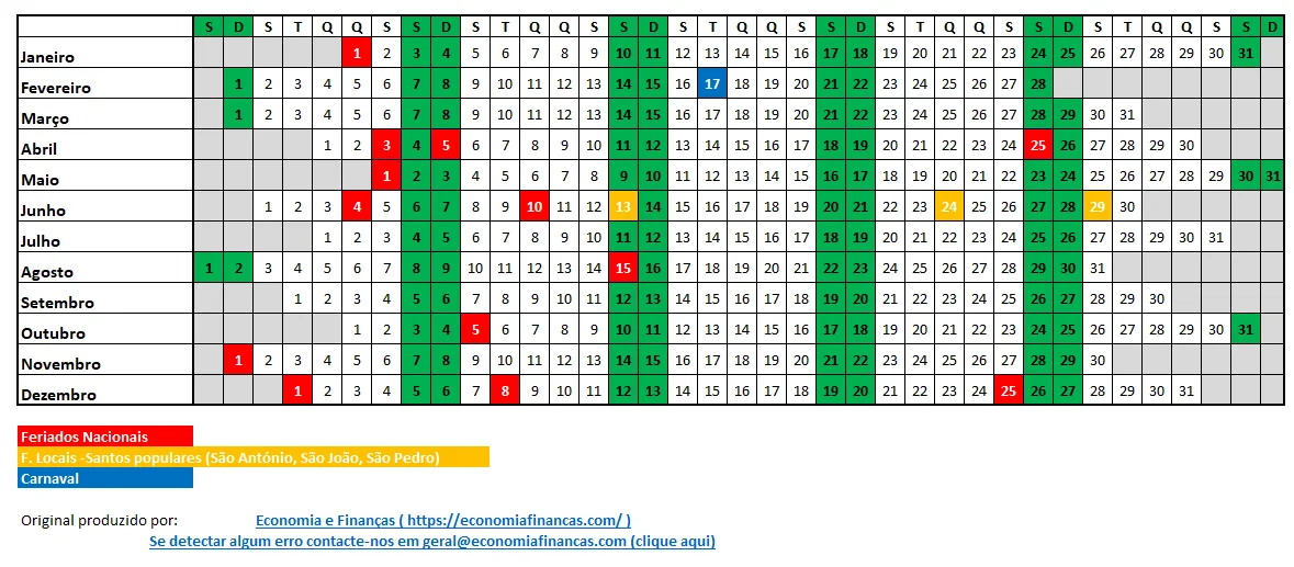 Calendário 2026