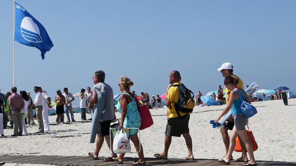 Praia Bandeira Azul Com Pessoas